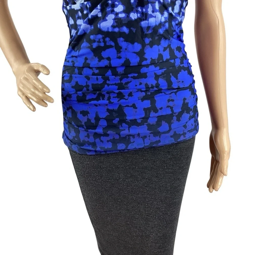 Calvin Klein Tummy Control Convertible Tankini Swim Top Blue Black Size XS